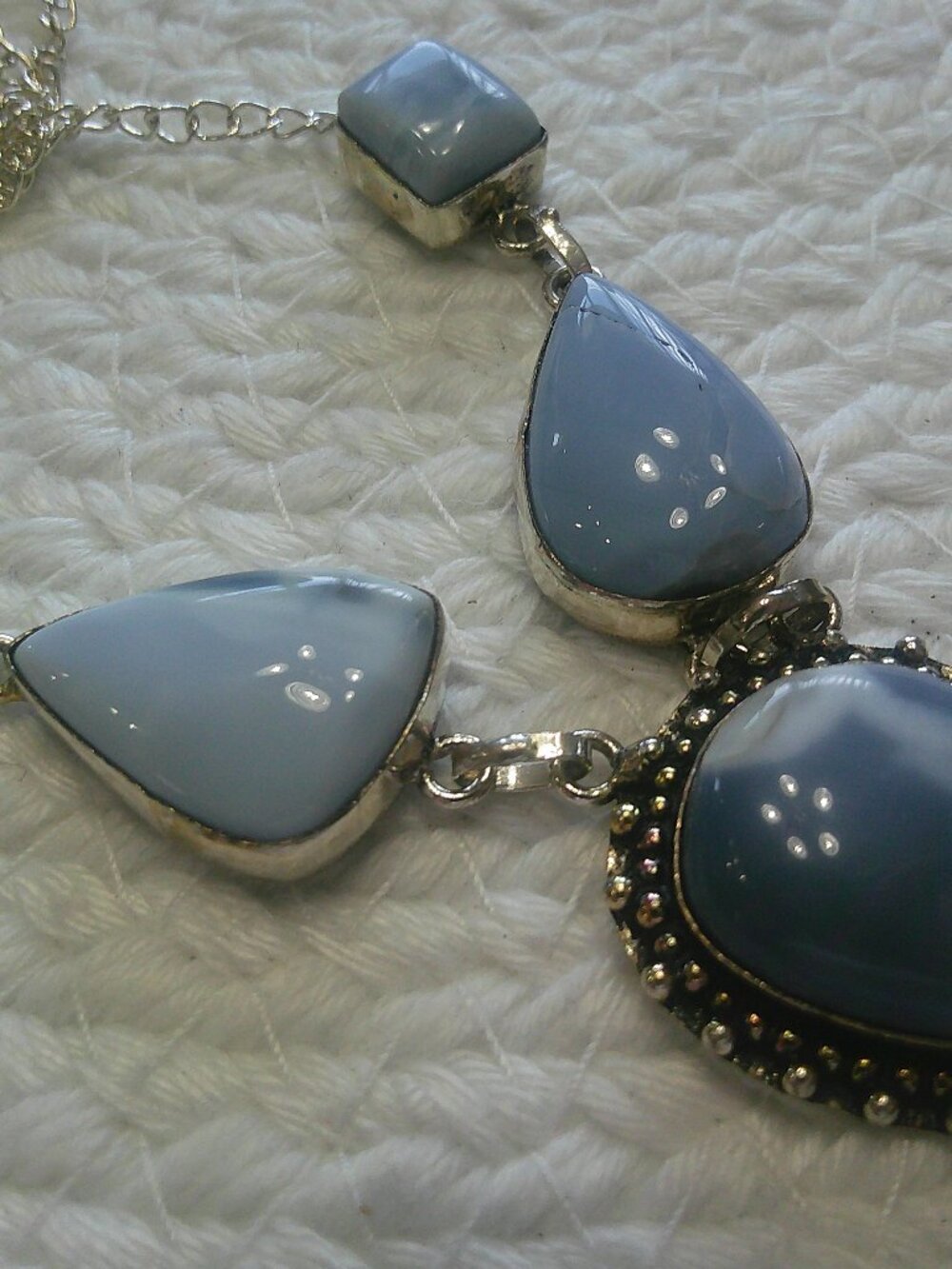 Beautiful OWYHEE BLUE OPAL Handmade Sterling 925 Necklace 18" #375F